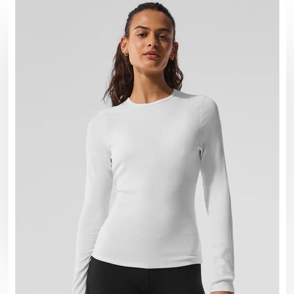 Alo Ribbed Modal Long Sleeve in White